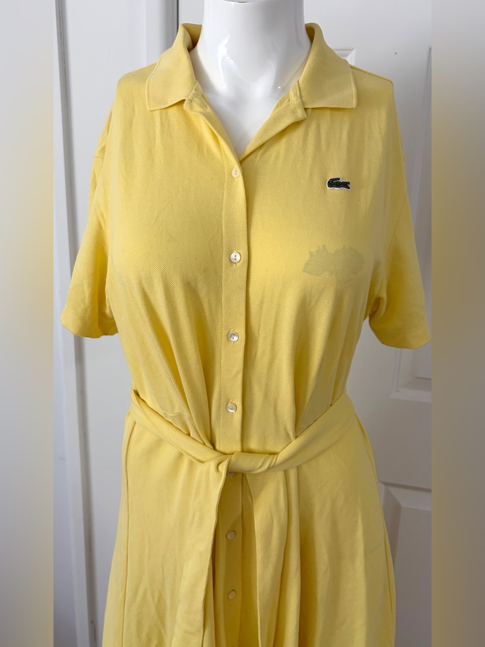 NWT. Authentic Lacoste Soft Yellow  Polo with Crocodile Tag stylish midi dress. - Picture 3 of 4